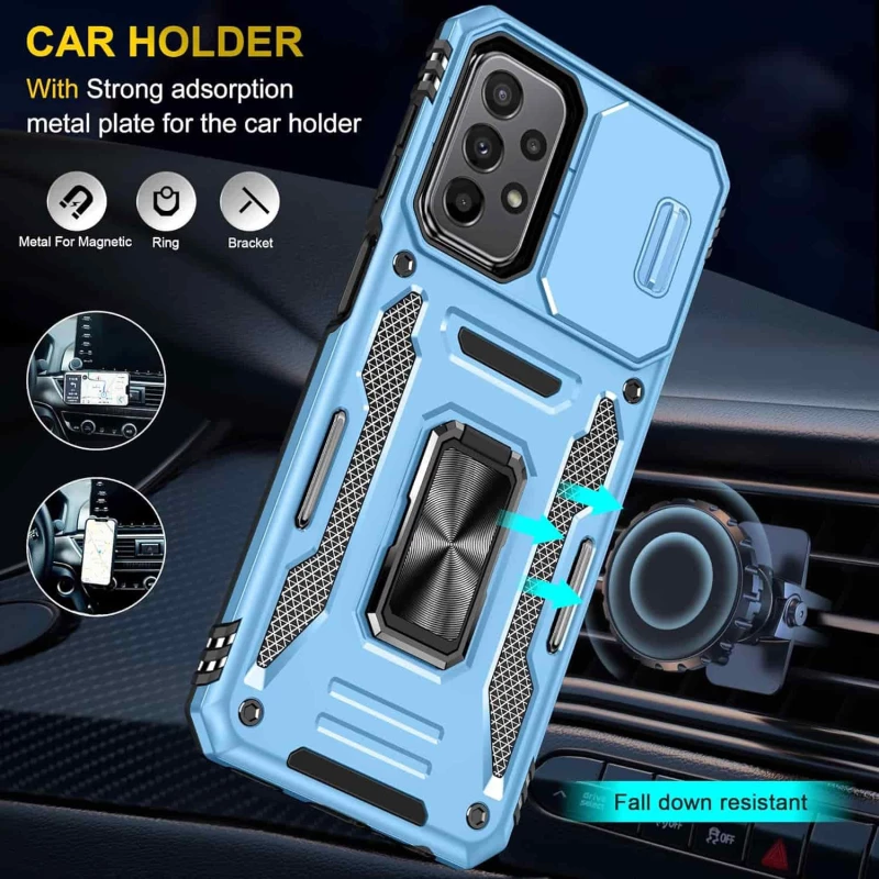 Ударостійкий чохол Square Ring зi шторкою на камеру на Samsung Galaxy A23 4G – Блакитний / Light Blue. Фото 4 з 21