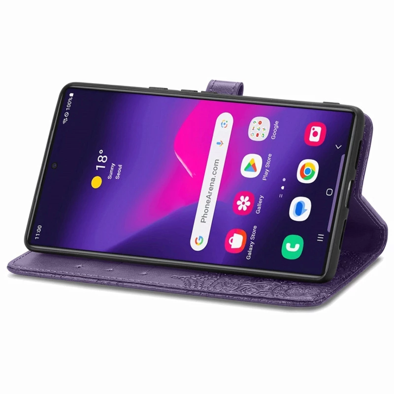 Кожаный чехол-книжка Art Case с визитницей для Samsung Galaxy S25 Ultra – Фиолетовый. Фото 4 из 10