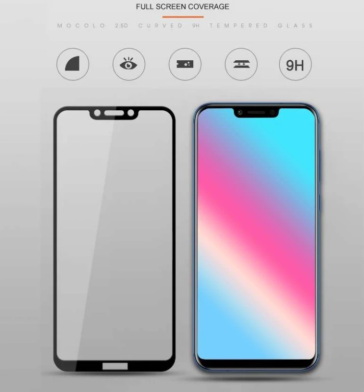 Захисне скло Mocolo (full glue) на Huawei Honor Play – Чорний. Фото 3 з 4