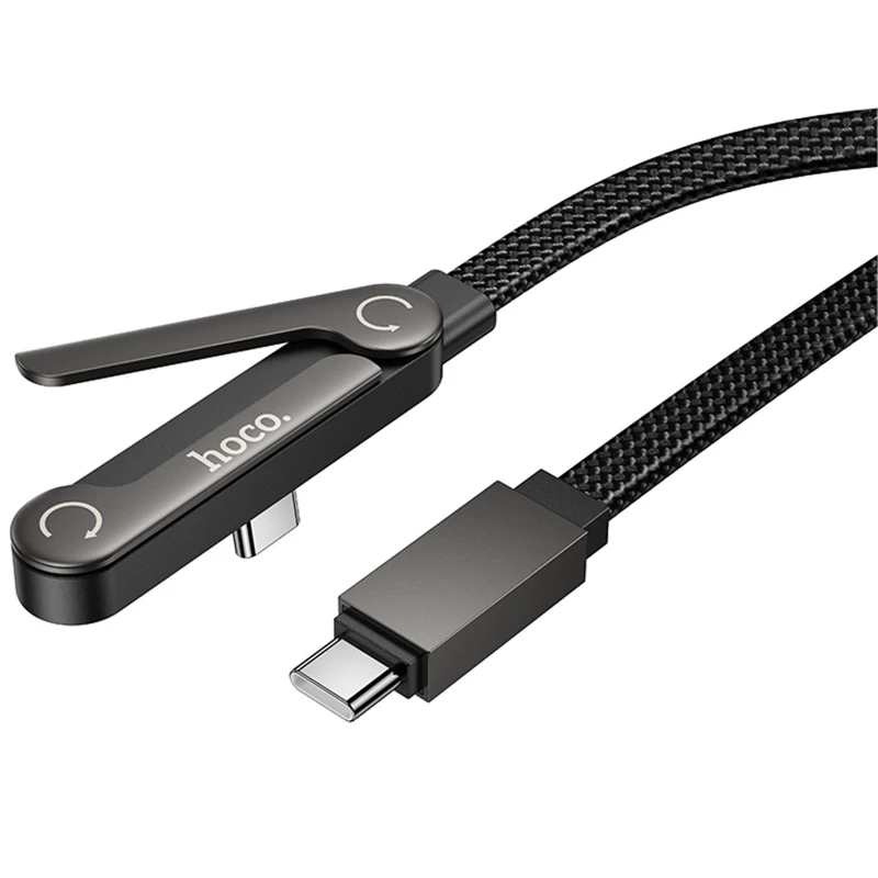 Дата кабель Hoco U150 Exquisite side plug and stand Type-C to Type-C 60W (1.2m) – Black. Фото 4 з 6
