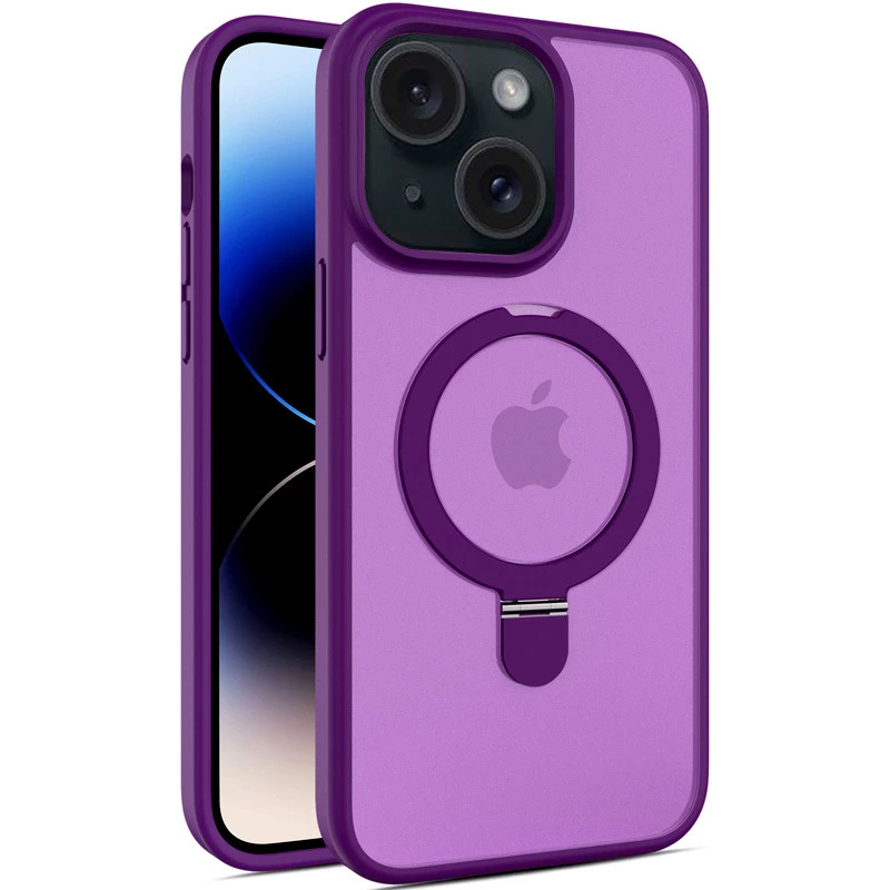 

Цветной TPU+PC с металлическими кнопками, кольцом и MagSafe для Apple iPhone 13 (6.1") (Purple)