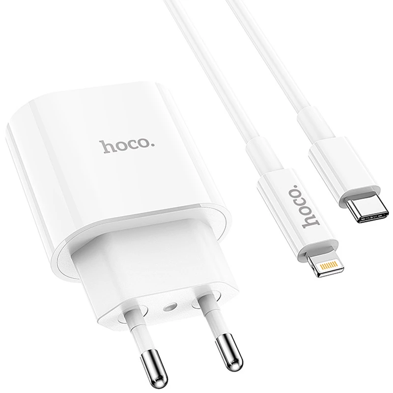 МЗП Hoco C94A Metro PD20W (1USB-C) + кабель Type-C to Lightning – White. Фото 4 з 8