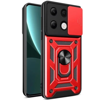 Ударопрочный чехол Serge Ring с защитой камеры для Xiaomi Poco M6 Pro 4G — Красный