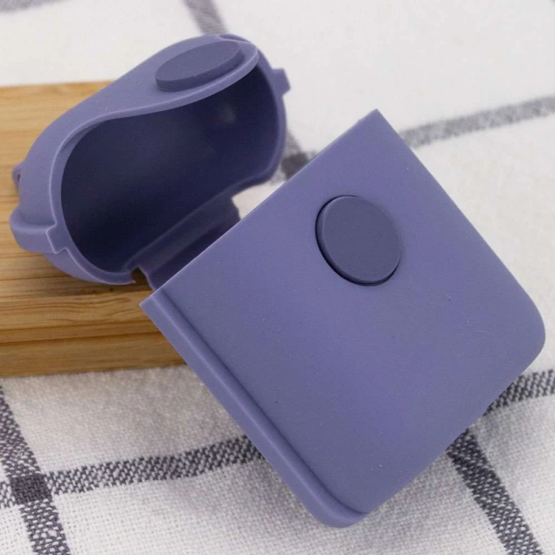 Силіконовий футляр на магніті для навушників  AirPods 1/2 – Сірий / Lavender Gray. Фото 4 з 4