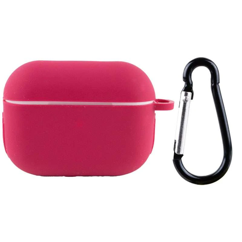 

Силиконовый футляр New с карабином для наушников Airpods Pro (Красный / Rose Red), Червоний / rose red