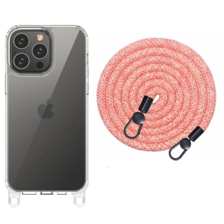 Прозорий силіконовий чохол з ремінцем на Apple iPhone 14 Pro (6.1") — Red / White