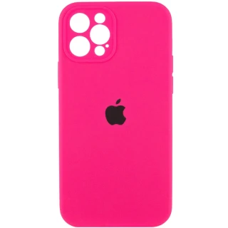 Чехол Silicone Case с защитой камеры для Apple iPhone 12 Pro (6.1") — Розовый / Barbie pink