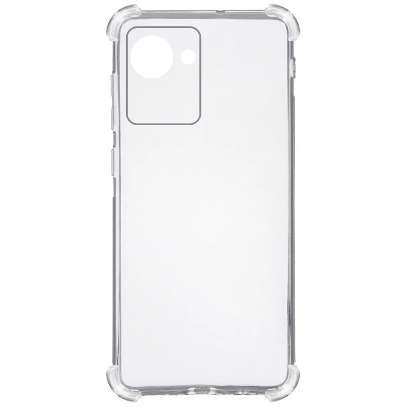 Ультратонкий силиконовый чехол GETMAN с крытыми бортами та камерою на Realme C30 – Бесцветный (прозрачный). Фото 6 из 7