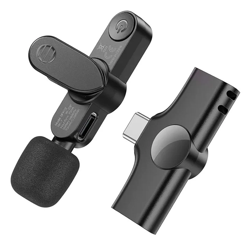 Петличный беспроводной микрофон Borofone BFK12 Trophy lavalier Lightning/Type-C – Black. Фото 3 из 15