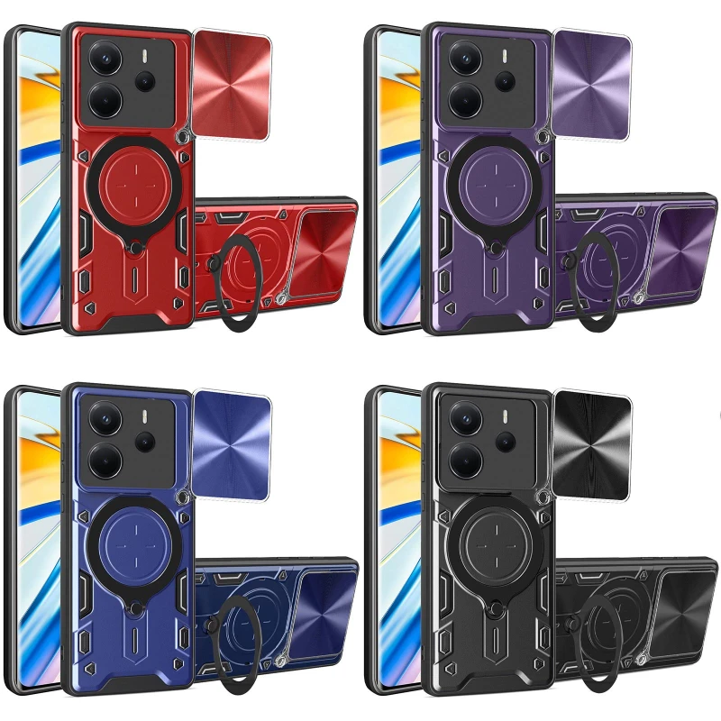 Ударостійкий чохол Bracket Ringstand із захисною шторкою для камери на Xiaomi Redmi Note 14 4G (Int. version) фото 2 з 2