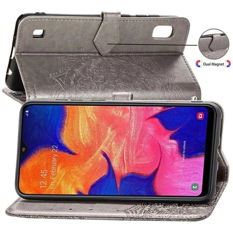 Кожаный чехол-книжка Art Case с визитницей для Samsung Galaxy A10 (A105F) – Серый. Фото 2 из 5