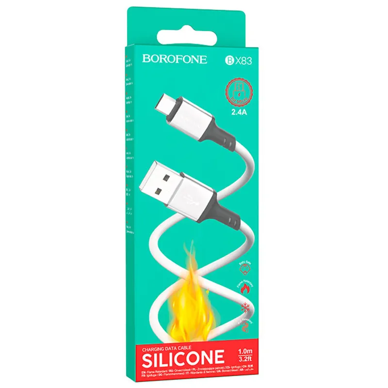 Дата кабель Borofone BX83 Famous USB to Micro-USB – White. Фото 4 з 4