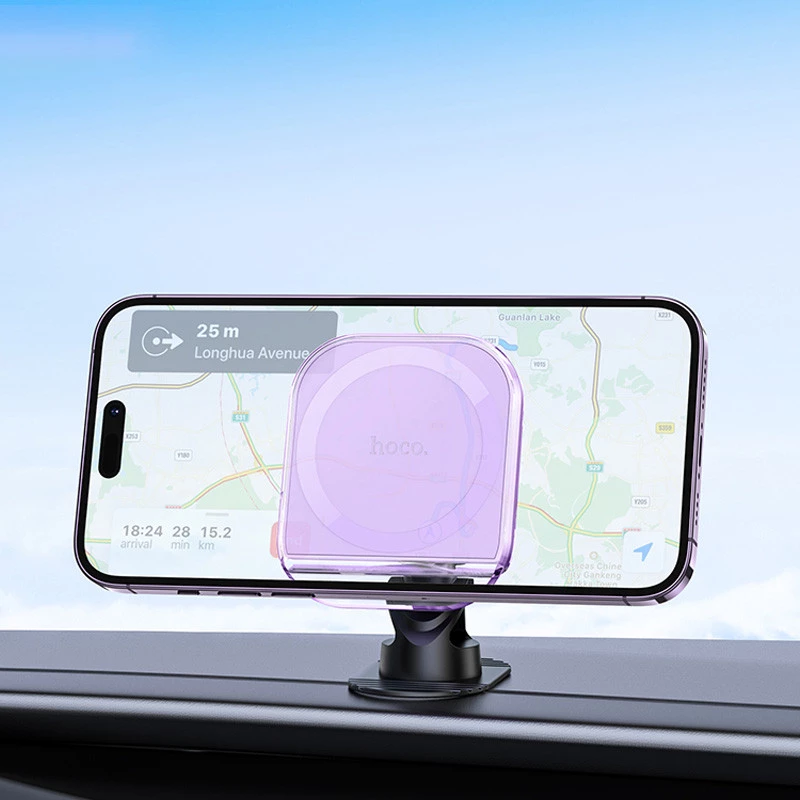 Автодержатель Hoco H43 Crystal ring magnetic (center console) – Romantic purple. Фото 3 из 3