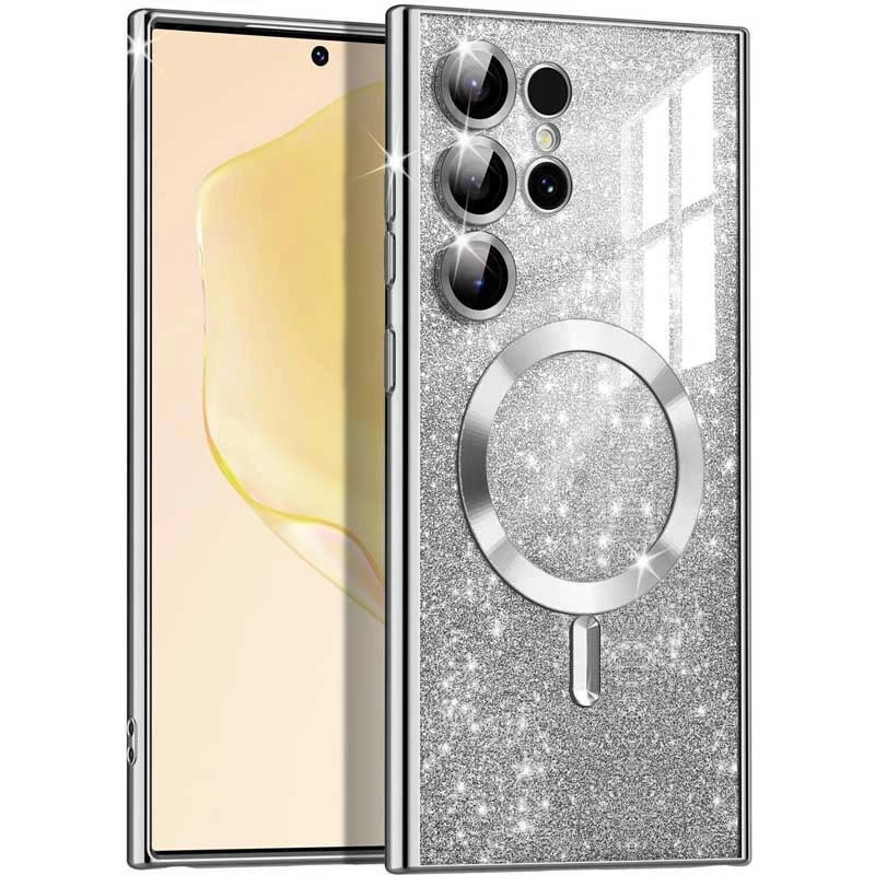 Чехол с блесками, защитными линзами на камеру и MagSafe для Samsung Galaxy S25 Ultra – Серый / Gray. Фото 1 из 4