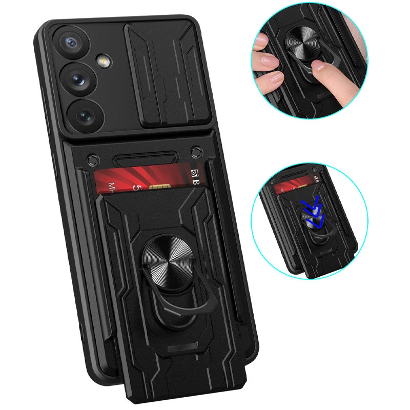 Ударостійкий чохол з відсіком для карток на Samsung Galaxy M55 – Black. Фото 2 з 7