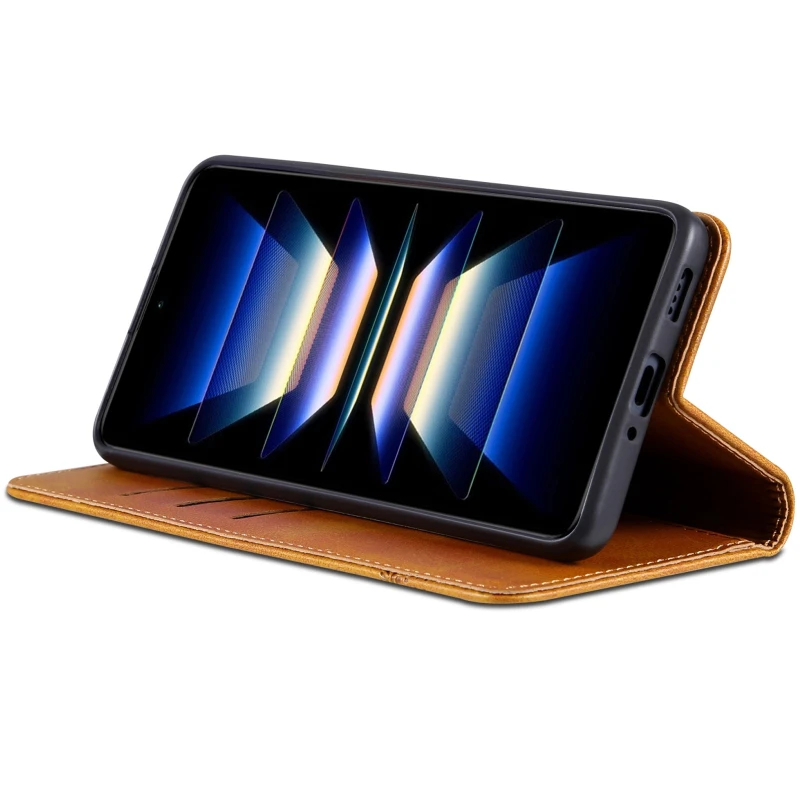 Кожаный чехол-книжка AZNS Classic series для Samsung Galaxy A36 5G – Light Brown. Фото 4 из 4