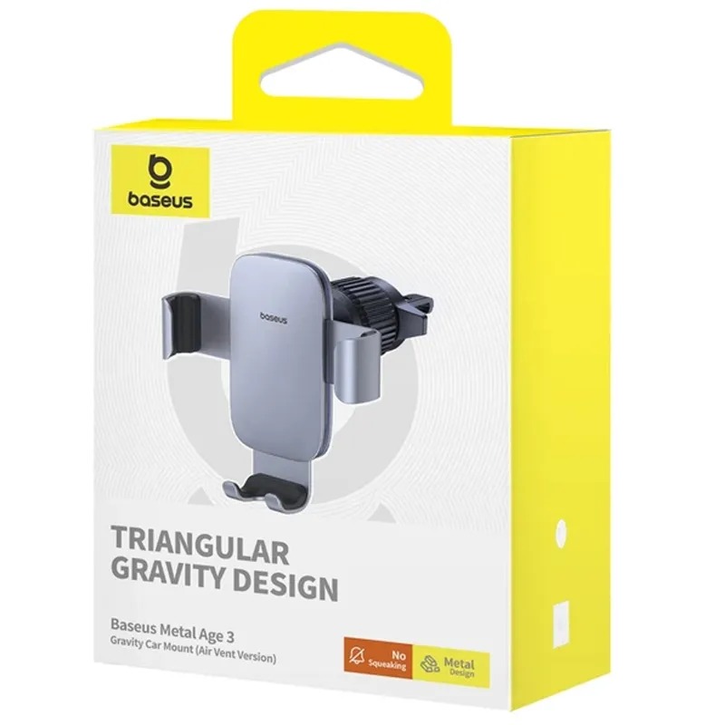 Автотримач Baseus Metal Age 3 Gravity Car Mount (Air Outlet Version) (C40467600) – Space Grey. Фото 4 з 4
