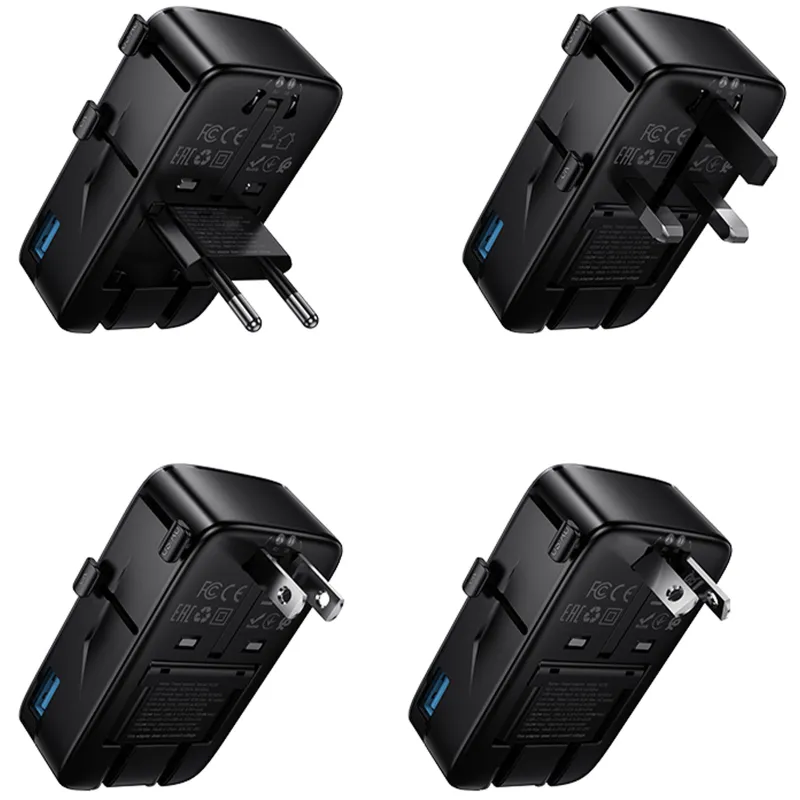 Сетевой универсальный переходник Hoco AC35 Capaz 15W + 1USB-A/2C – Black. Фото 6 из 6