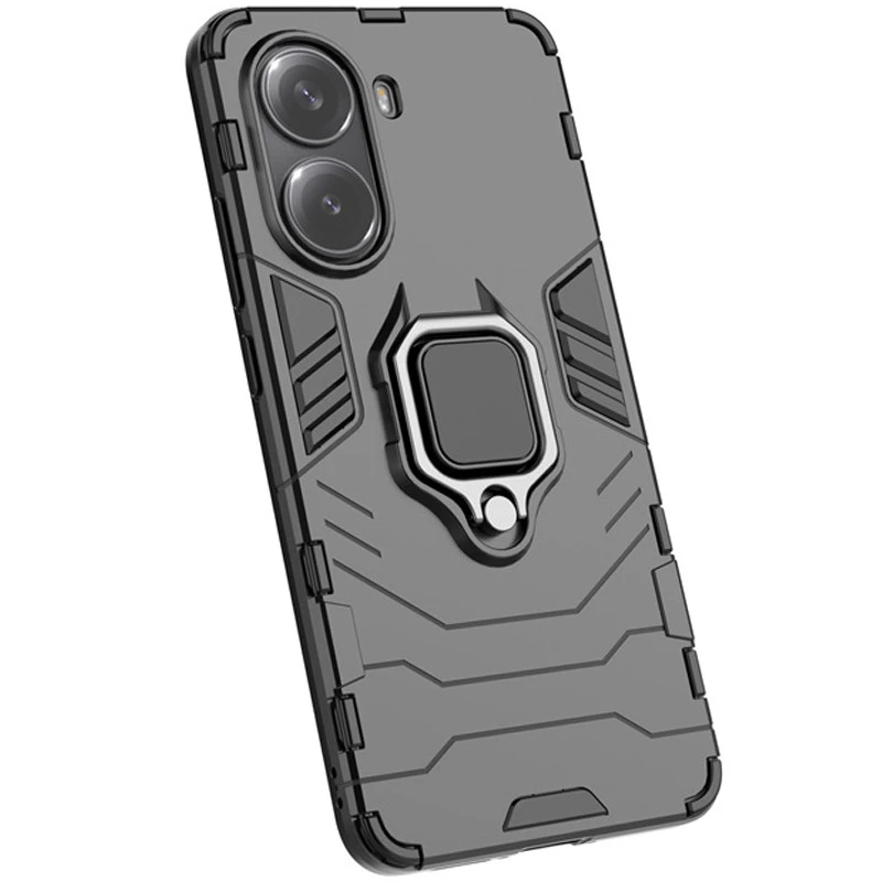 Противоударный чехол Transformer с кольцом для Xiaomi Poco X7 Pro – Черный / Soul Black. Фото 6 из 6