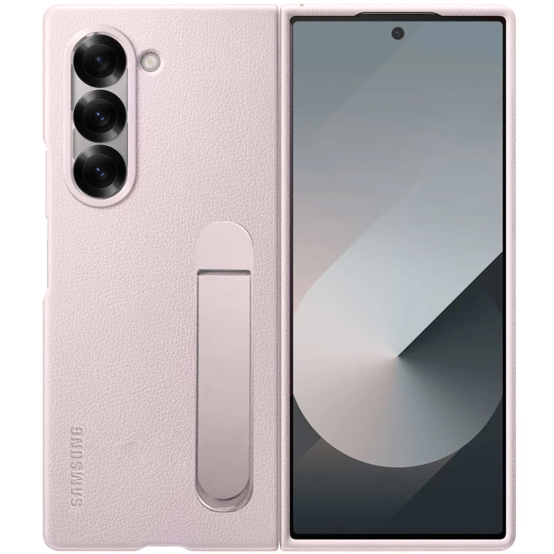 Шкіряний чохол Leather Case (AAA) with stand для Samsung Galaxy Z Fold7 – Pink. Фото 1 з 7
