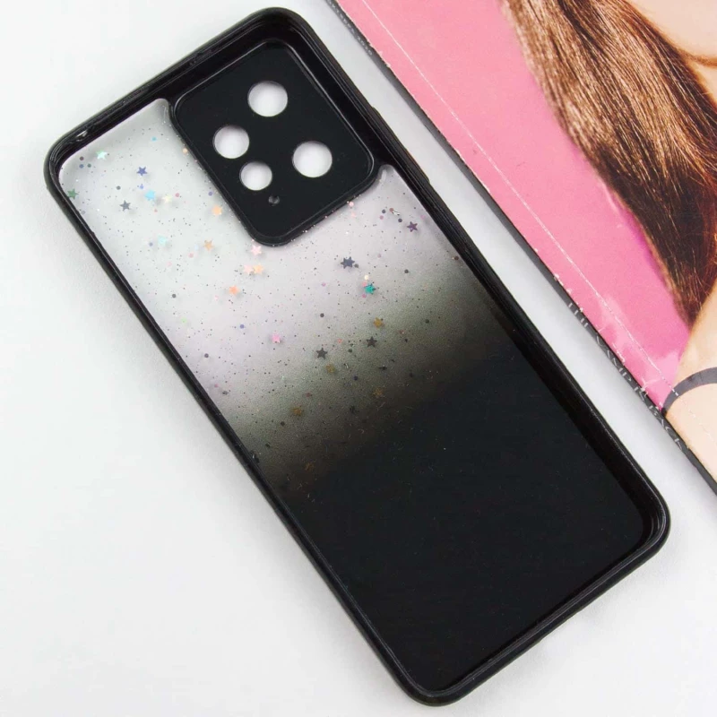 Чохол з блискітками та захистом камери на Xiaomi Redmi Note 12 4G – Чорний. Фото 6 з 9