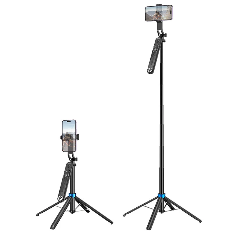 Монопод для селфі Hoco K22 Anti-shake з триногами + знімний BT пульт – Black. Фото 2 з 7