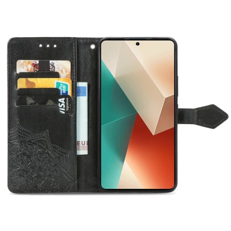 Кожаный чехол-книжка Art Case с визитницей для Xiaomi Redmi Note 14 Pro+ 5G – Черный. Фото 2 из 5