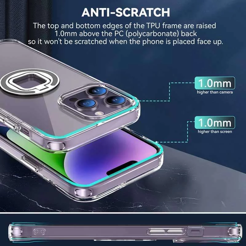 TPU+PC чохол завтовшки 2.0мм з кільцем на Apple iPhone 13 Pro Max (6.7") – Прозорий. Фото 3 з 6