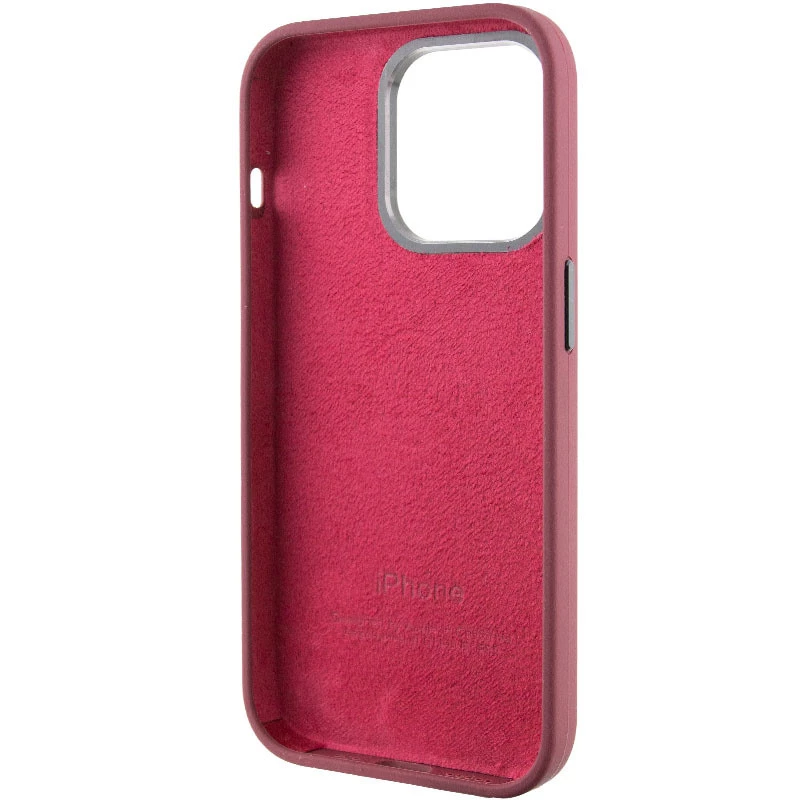 Чохол Silicone Case з металевими кнопками на Apple iPhone 13 Pro (6.1") – Бордовий / Plum. Фото 6 з 9