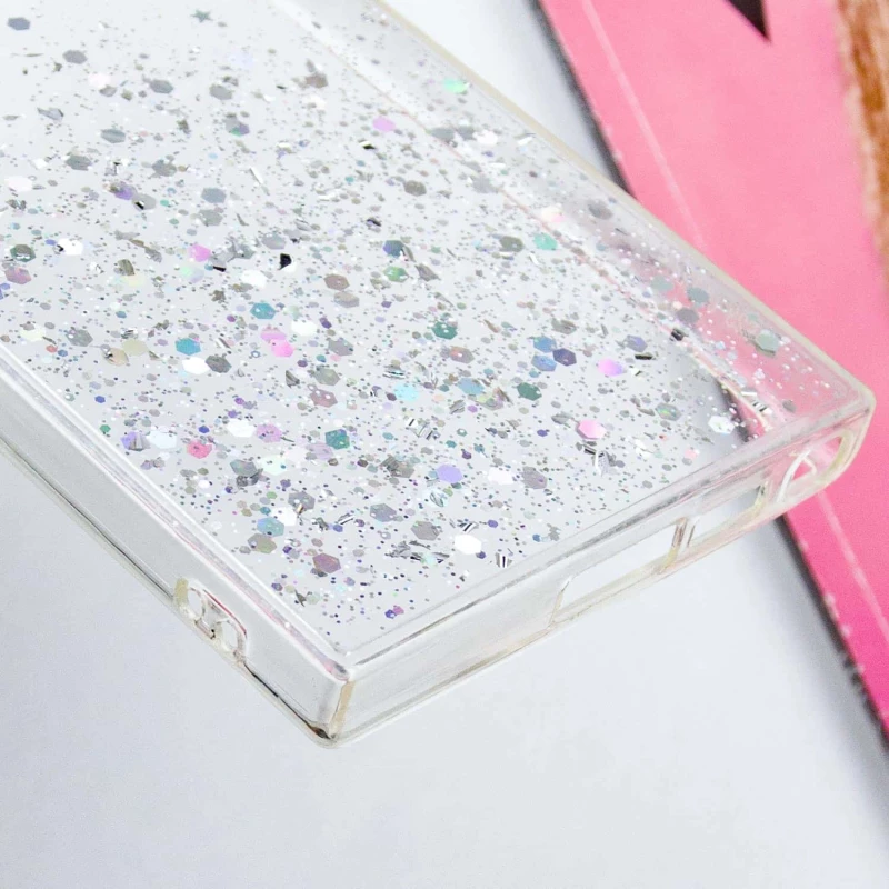 Чехол с блестками и защитой камеры для Samsung Galaxy S23 Ultra – Прозрачный. Фото 11 из 11