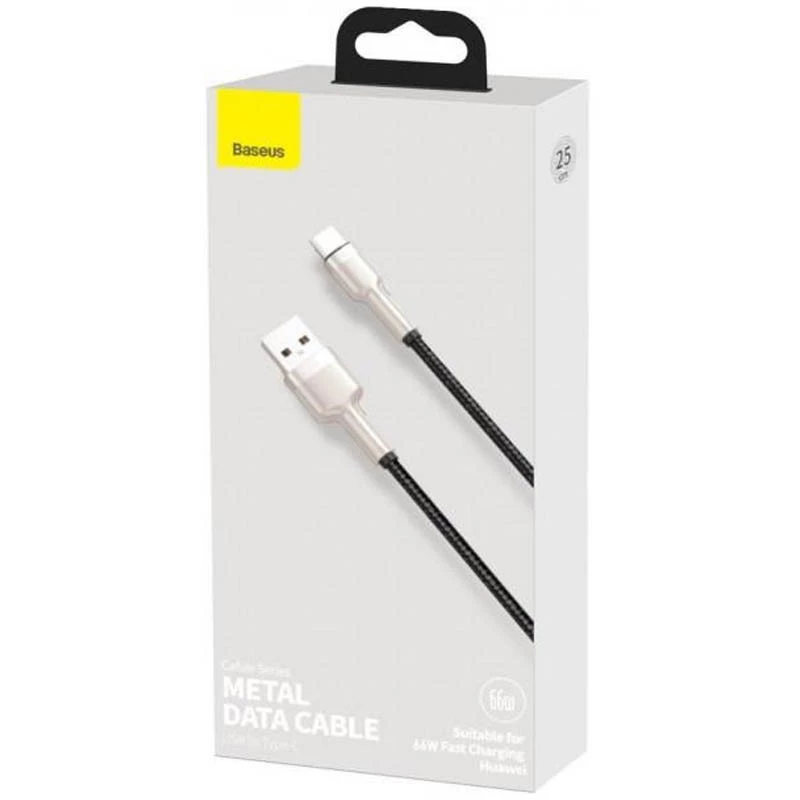 Дата кабель Baseus Cafule Metal Data USB to Type-C 66W (0.25m) (CAKF00000) – Black. Фото 4 из 4