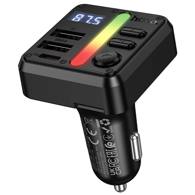 АЗУ FM модулятор Hoco E89 Libre PD30W+QC3.0 total 45W (1USB-A/1C) – Black. Фото 6 из 6