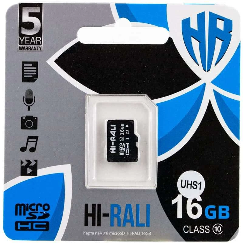 

Карта пам'яті Hi-Rali microSDHC (UHS-1) 16 GB class 10 (без адаптера)