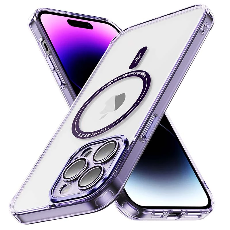 

Чохол TPU+PC з кольоровими металевими кнопкам та MagSafe на Apple iPhone 13 Pro Max (6.7") (Purple)