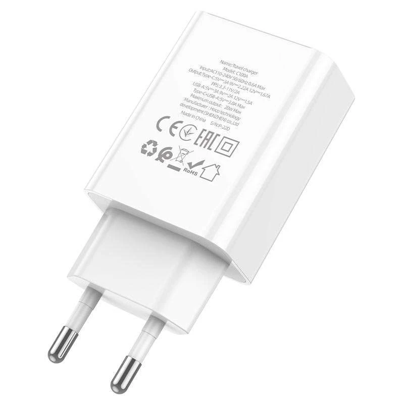 СЗУ HOCO C100A PD20W+QC3.0 – White. Фото 2 из 6