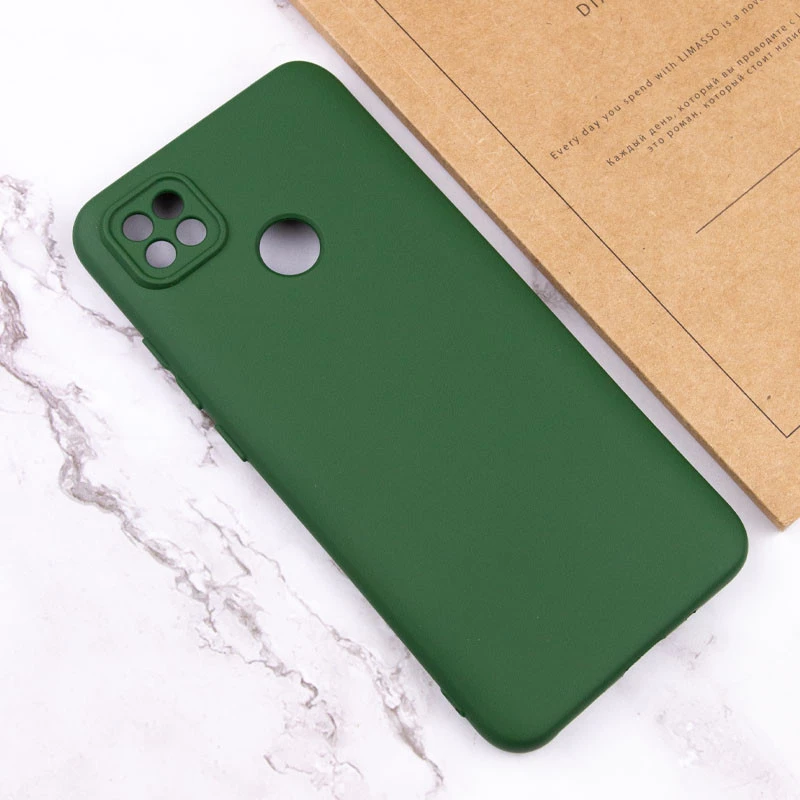 Цветной силиконовый чехол GETMAN с закрытой камерой на Xiaomi Redmi 9C – Зеленый / Dark green. Фото 3 из 3