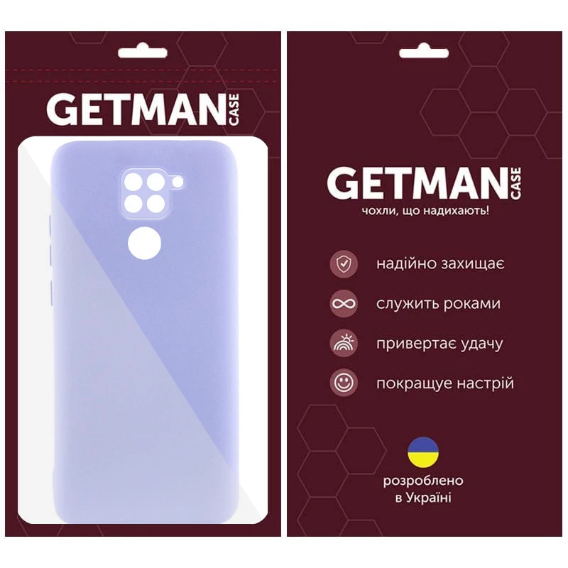 Кольоровий силіконовий чохол GETMAN із закритою камерою для Xiaomi Redmi Note 9 / Redmi 10X – Бузковий / Dasheen. Фото 6 з 7