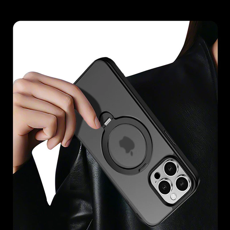 Кольоровий TPU+PC з металевими кнопками, кільцем та MagSafe на Apple iPhone 16 Pro Max – Black. Фото 10 з 16