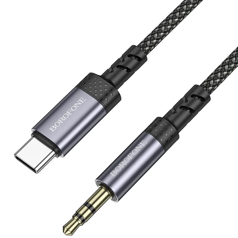 Аудіо кабель Aux Borofone BL24 Graceful Type-C to AUX 3.5mm) (1m) – Metal grey. Фото 3 з 7