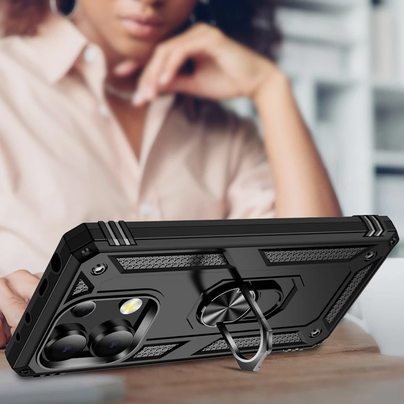 Протиударний чохол Serge Ring з кільцем на Xiaomi Redmi Note 13 Pro 4G – Чорний. Фото 3 з 6