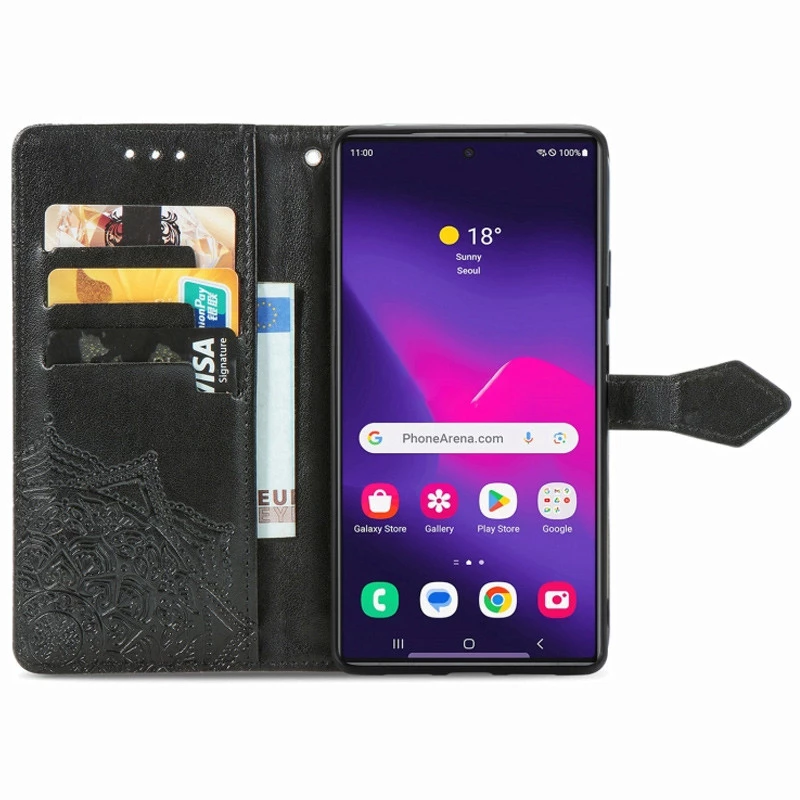 Кожаный чехол-книжка Art Case с визитницей для Samsung Galaxy S25 Ultra – Черный. Фото 3 из 10