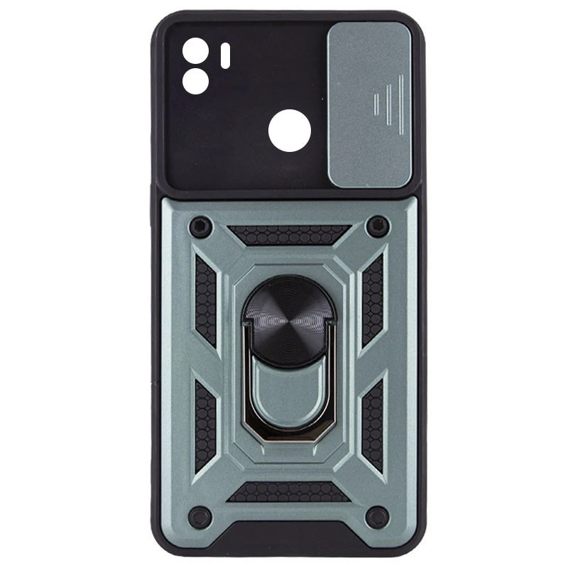 Ударопрочный чехол Ummi Camshield Serge Ring (in box) для Xiaomi Redmi A1+ / Poco C50 / A2+ – Зеленый / Green. Фото 1 из 2