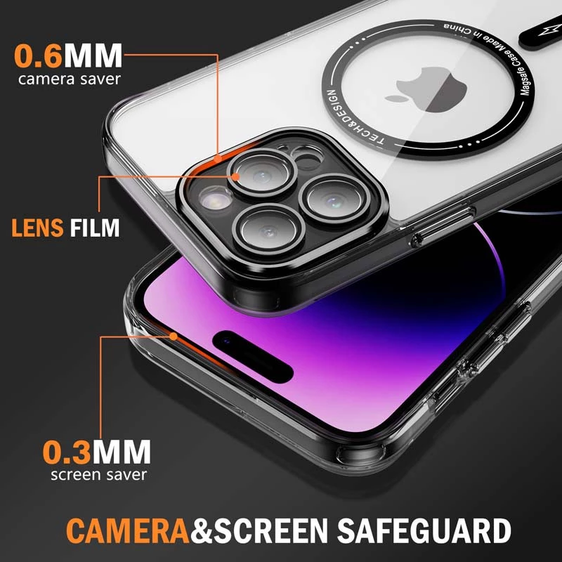 Чохол TPU+PC з кольоровими металевими кнопкам та MagSafe на Apple iPhone 13 Pro (6.1") – Black. Фото 5 з 6