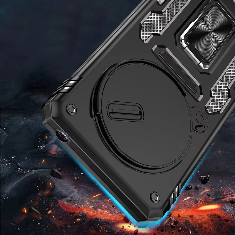 Ударостійкий чохол Square Ring зi шторкою на камеру на Xiaomi Poco C75 – Чорний / Black. Фото 5 з 5