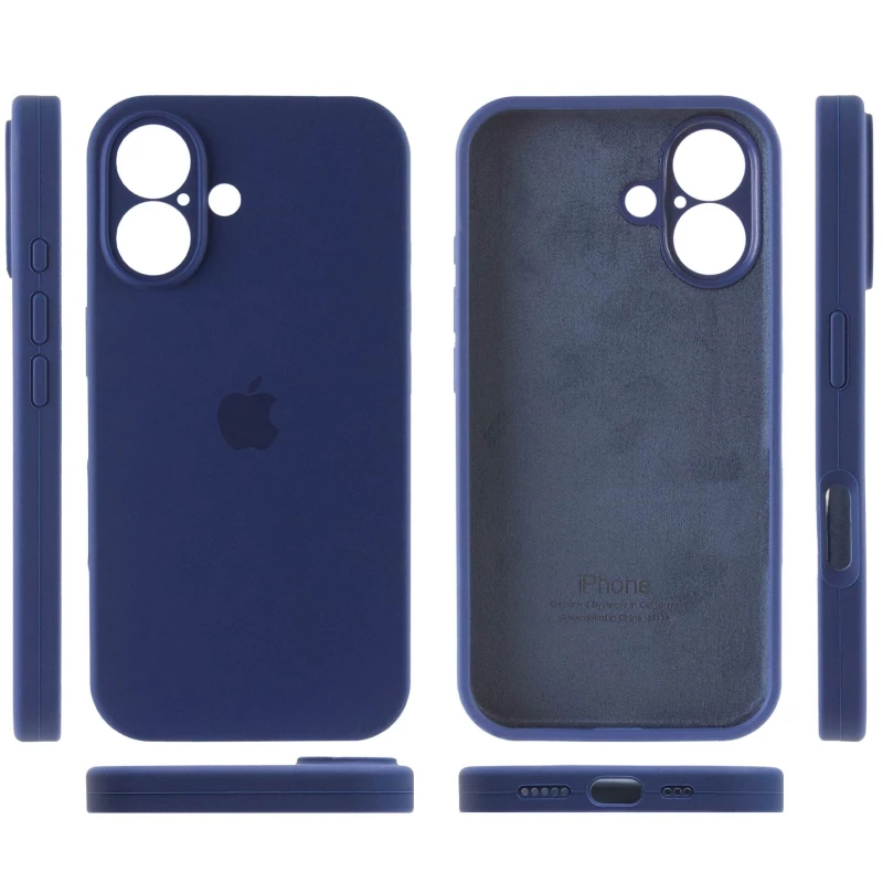 Чехол Silicone Case с защитой камеры для Apple iPhone 16 – Синий / Deep navy. Фото 4 из 7