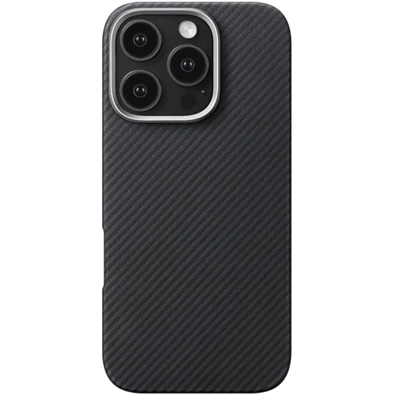 Чохол Aramid Fiber PTK Premium with MagSafe (NFC) для Apple iPhone 16 Pro – Black / Grey. Фото 3 з 4