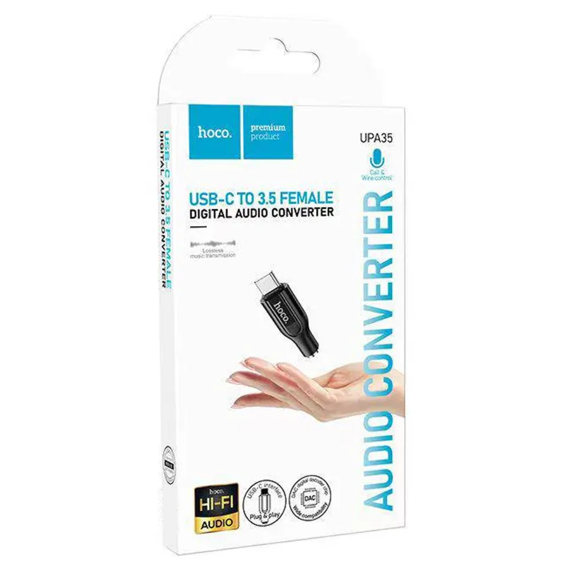 Перехідник Hoco UPA35 Mia Type-C to 3.5mm – Black. Фото 2 з 6