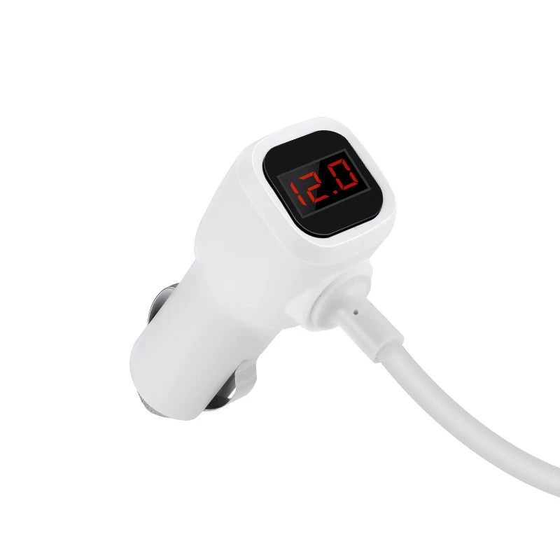 АЗУ з розгалужувачем прикурювача Hoco Z13 (3 порти+2USB/2.1A+LCD) – Сталевий. Фото 3 з 8