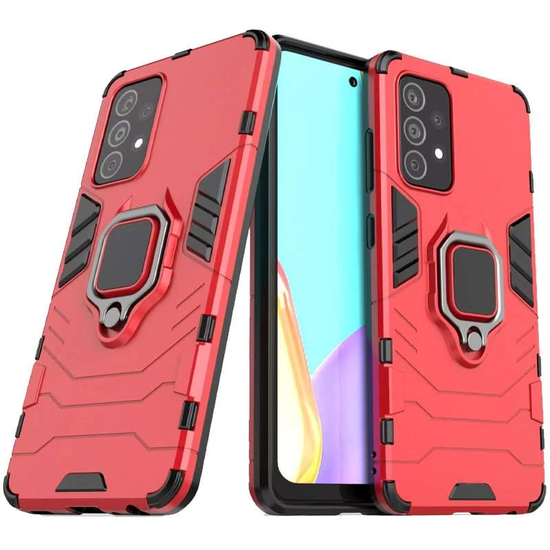 

Противоударный чехол Transformer с кольцом для Samsung Galaxy A72 4G / A72 5G (Красный / Dante Red), Червоний / dante red