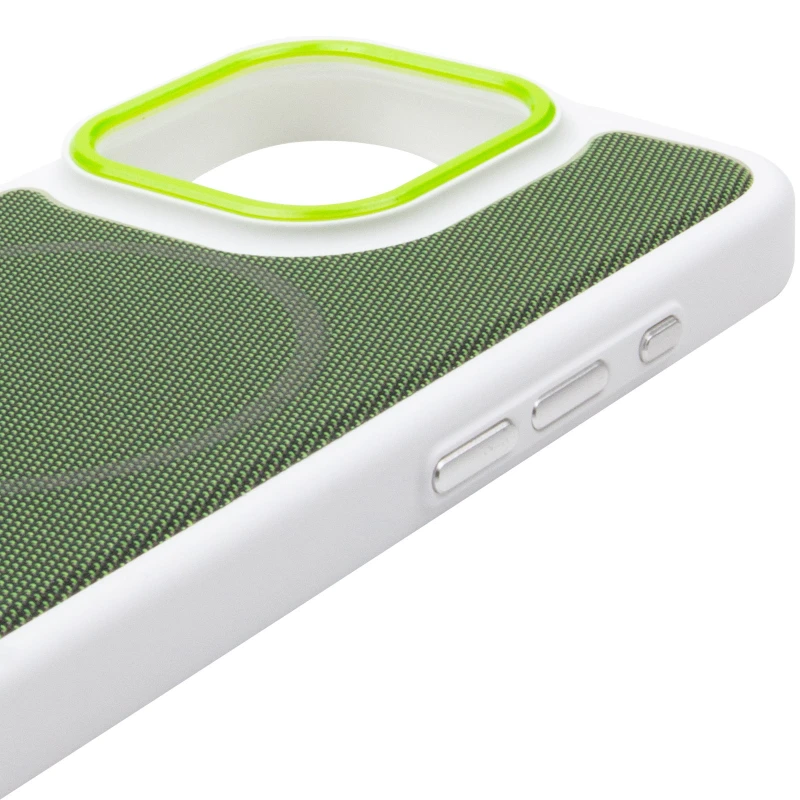 Чохол TPU TechWoven Hybrid with MagSafe для Apple iPhone 15 Pro Max (6.7") – White / Green. Фото 6 з 7